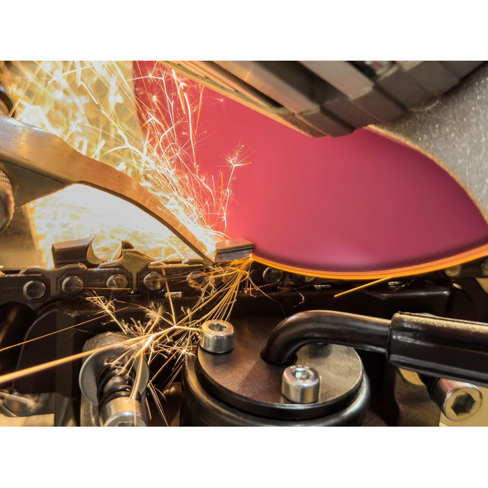 Пристрій для заточування ланцюгів HydroSharp 300 AutoClamp від Sgenspezi напівавтоматичний, 300 Вт, з гідравлічною системою затиску, LED підсвіткою та 3 шліфувальними кругами для професіоналів та домашніх майстрів