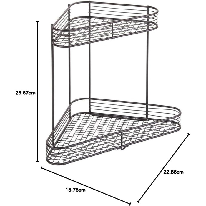 Кутова полиця iDesign Vienna, 22,9 x 15,5 x 26,7 см, срібляста, метал матовий чорний Кутова полиця