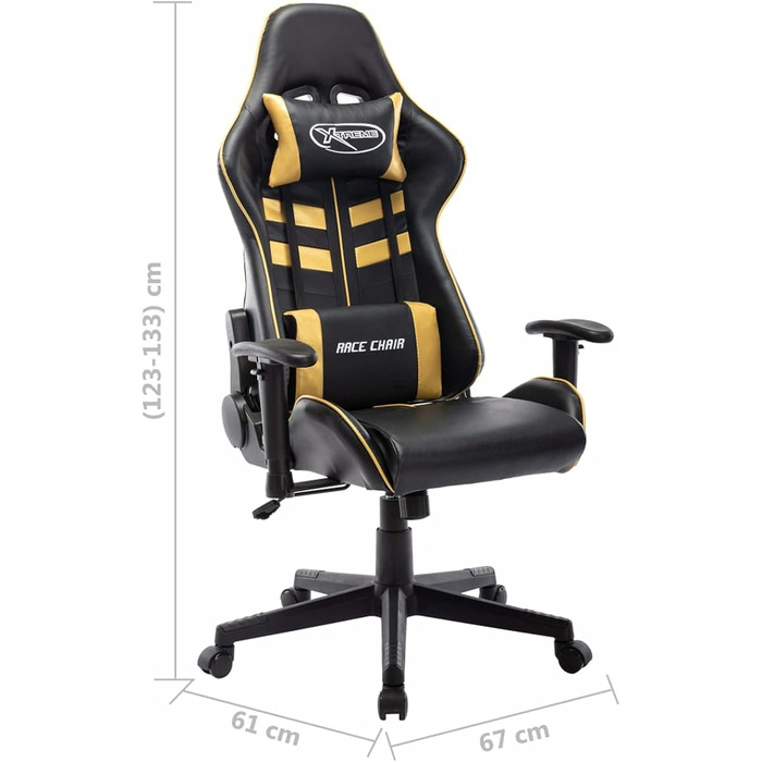 Ігрове крісло, офісне крісло, ігрове крісло, письмове крісло, обертове крісло, чорно-золота штучна шкіра