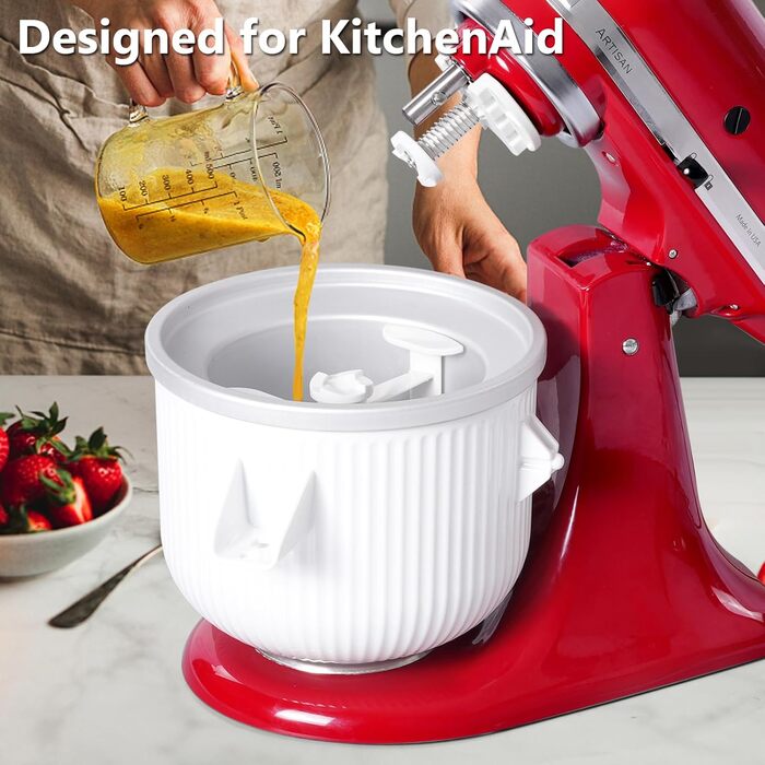 Насадка для машини для морозива для Kitchenaid, миска для замороженого морозива на 2 літри для міксера 4.5/5/6/7QT, машина для морозива Sorbet для домашнього морозива, десерту, йогурту