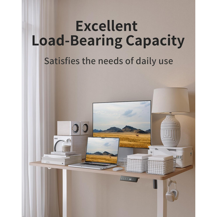 Стіл FEZIBO з регульованою висотою та портами зарядки USB-A та USB-C, 100 x 60 см