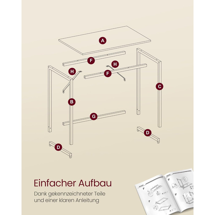 Стіл VASAGLE, комп&39ютерний стіл, офісний стіл, 100 x 50 x 76 см, для кабінету, спальні, вітальні, натуральний дуб-перлинно-білий LWD041W70V2 100 x 50 см натуральний дуб перлинно-білий