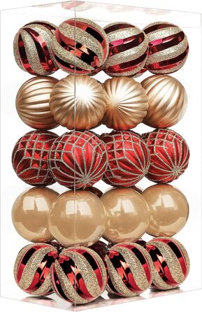 Різдвяні кулі 30 шт для ялинки червоні та золоті SHareconn