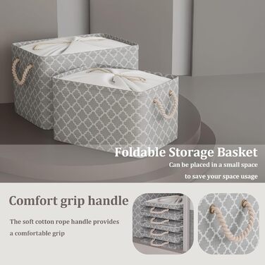 Коробка для зберігання OUTBROS 33 x 23 x 20 см Кошик для зберігання з тканини зі шнурком і ручкою, складні коробки для зберігання (ліхтар/сірий, 3 шт.) Ліхтар/сірий M (3 шт.)