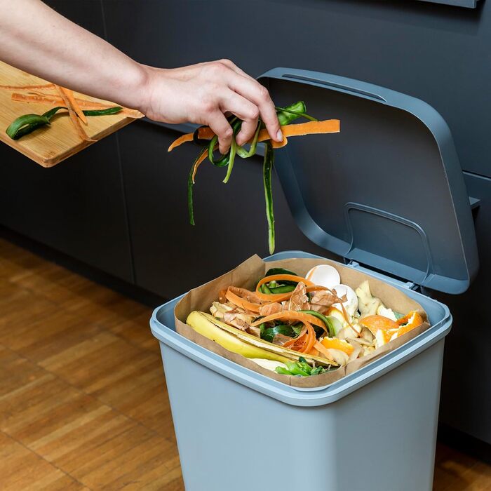 Пакети для органічних відходів BIOGLCK 10 л 50 шт. з блочним дном Міцні паперові пакети для органічних відходів стійкі до розривів, вологостійкі та компостовані