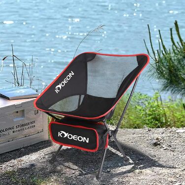 Складаний кемпінговий стілець, надлегкий кемпінговий стілець, міцний складний стілець вагою 150 кг з міцною рамою та зручною спинкою для використання на свіжому повітрі, пляжу, пікніка, походів, 2 чорних