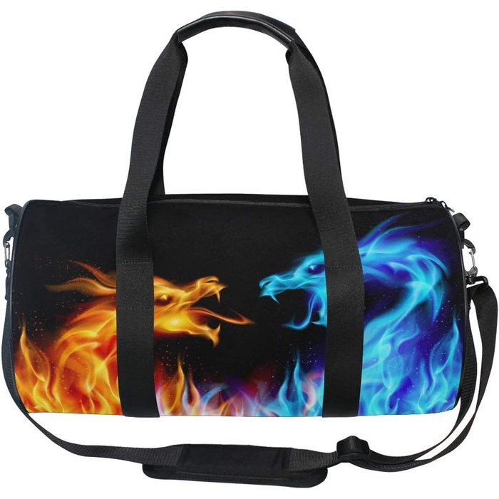 Спортивна сумка-дафл Полум'яний дракон синього кольору, велика дорожня сумка для чоловіків та жінок, ідеальна для тренувань та подорожей
