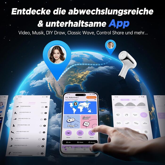 Електричний мастурбатор Dolamgel, з двома каналами, 4 режими поштовхів, 4 режими вібрації, APP-керування