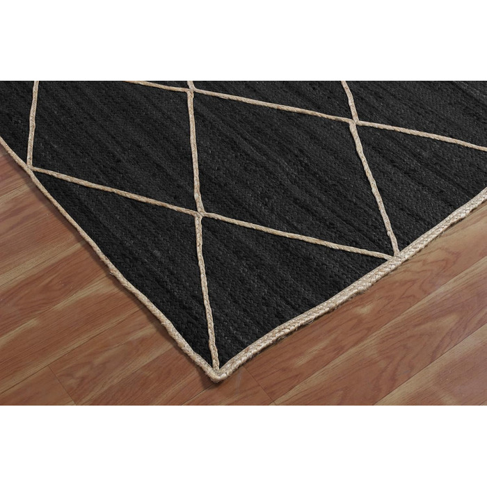 Килимок CASAVANI Kilim, 22,9 x 30,5 см, чорно-бежевий, тканий джутовий килим, для приміщень і вулиць, плоске плетіння, зони з висо