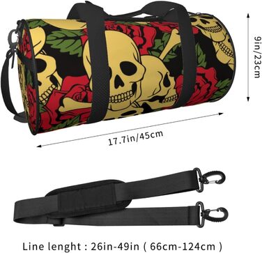 Дорожня сумка-циліндр з малюнком троянд та черепів, спортивна сумка для чоловіків та жінок, сумка-мішок, спортивна сумка