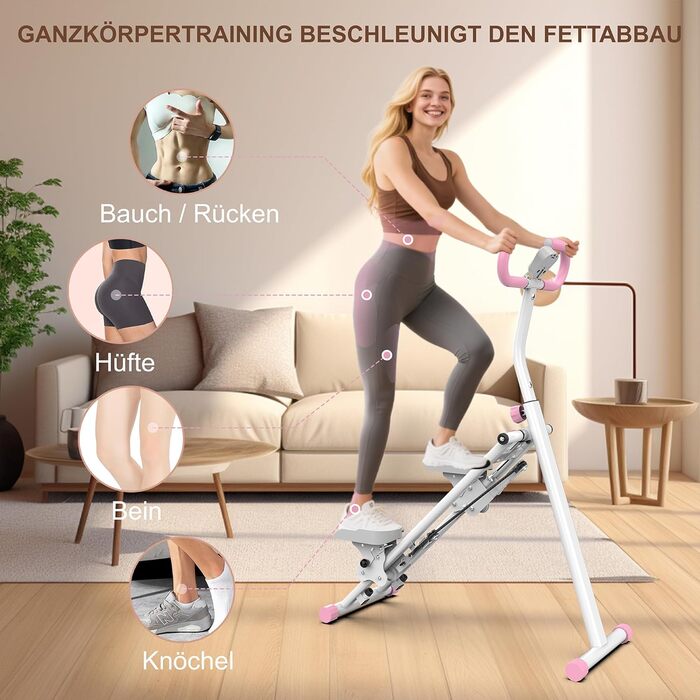 Степер для домашнього використання покращений пристрій для вертикального скелелазіння, тренажер для скелелазіння для тренувань усього тіла зі стабільною конструкцією рами та регульованими ручками, рожевий