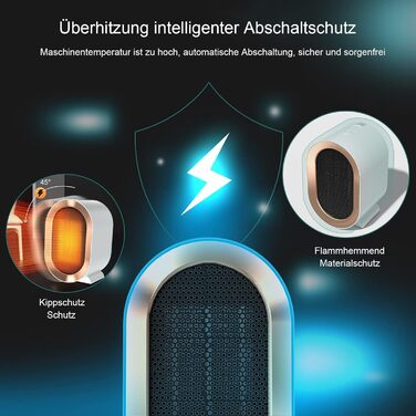 Енергозберігаючий тихий керамічний вентилятор-обігрівач потужністю 1200 Вт для кімнат, ванних кімнат та віталень із захистом від перегріву та перекидання