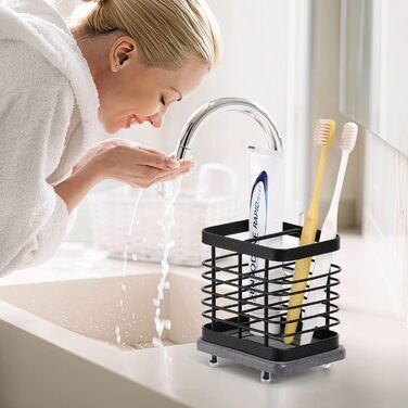 Настінний тримач зубної щітки Shinowa для ванної кімнати, тримач зубної пасти для електричної зубної щітки з нержавіючої сталі з лотком для швидкого висихання, 2 клейовими прорізами та настільним приладдям для ванної кімнати Органайзер для душу