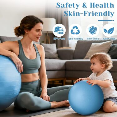 Комплект гімнастичного м&39яча 55/65/75 см та м&39яча для пілатесу 25 см м&39яч Pezzi з антилопним покриттям для вагітних, м&39яч для сидіння з антиковзким покриттям, м&39яч для балансування, м&39яч для йоги для дому, фітнесу та офісу, синій L 7525 см
