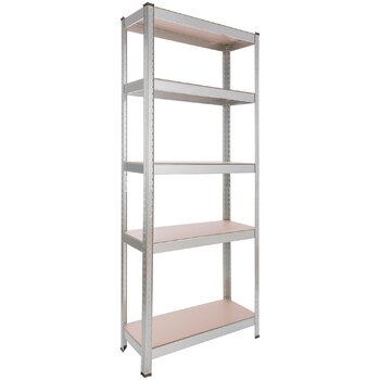 Надміцний стелаж Arebos 180x75x30 см Вантажопідйомність 350 кг 5 полиць з МДФ Легке складання за допомогою вставної системи Оцинкований