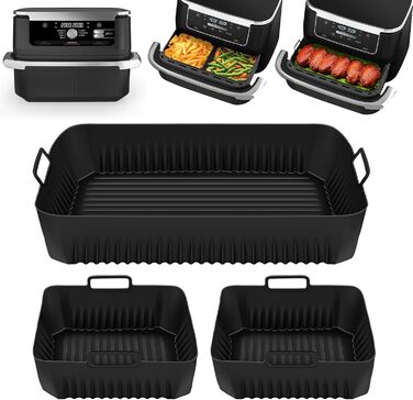 Аксесуари для фритюрниці Ninja Foodi Flexdrawer AF500 10.4 л, силіконова форма для аксесуарів для фритюрниці, аксесуари для фритюрниці з силіконовою вставкою для двозонної фритюрниці (110.4 л і 25.2 л)