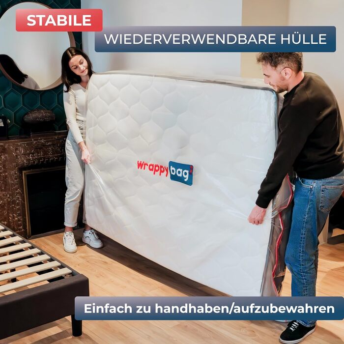 Захисний пластиковий чохол для матраців Доступний у 5 розмірах Водонепроникний та стійкий до розривів чохол для зберігання Для переміщення, зберігання та транспортування 90x200, упаковка з 2 шт. (90 x 200 см, 2 шт.)