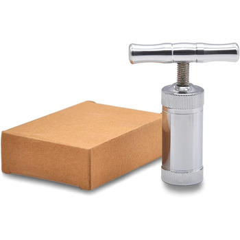 Прес для пилку з нержавіючої сталі, T-Press, ручка, інструмент, міцний, довговічний, анодований, пилок спецій (срібло)