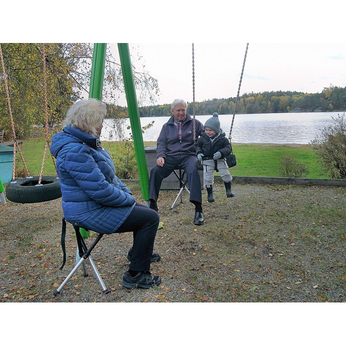 Табурет Walkstool - Базова модель - Складаний стілець на 3 ніжках з алюмінію - Складаний - 2 моделі на вибір з фіксованою висотою сидіння 50 та 60 см - Вантажопідйомність від 150 до 175 кг - Виготовлено у Швеції, Чорний, 60 см, Walkstool Basic