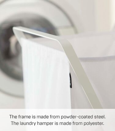 Кошик для білизни Yamazaki 2484 TOWER, білий, сталь/поліестер/поліпропілен, мінімалістичний, 30 x 36 x 64 см