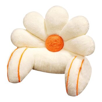 Подушка для читання з підлокітником мила спинка зі штучного хутра у формі квітки, подушка для читання для сидіння в ліжку, відпочинку, перегляду телевізора, ігор, чохол, який можна прати (50 x 40 см, білий) 50*40 см Білий