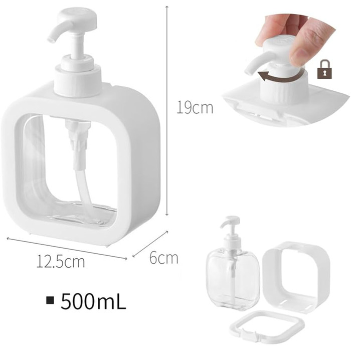 Дозатор для мила 2 шт. Дозатор для гелю для душу, 500 мл Білий насосний дозатор для душу Прозорі пластикові пляшки для шампуню, Ми