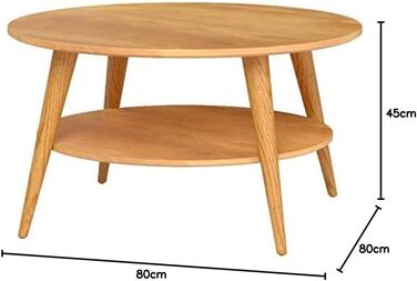 Колекція M2 247222 Журнальний столик Stella, круглий, масив дикого дуба, оброблений олією, діаметр 80 см, висота 45 см. Сучасний стиль життя / Північний стиль життя / Скандинавський стиль / Ретро