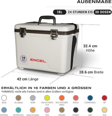 Холодильник ENGEL 19qt (18 літрів) Герметичний, портативний, невеликий холодильник для кемпінгу, пікніків, походів, фестивалів - не потребує електрики, холодильник для чоловіків та жінок, 42 x 28,6 x 32,4 см, синій