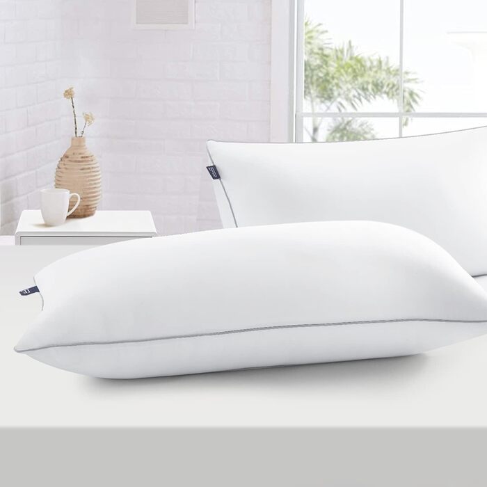 Подушка BedStory 40x80, комплект із 2 подушок з високоякісним наповнювачем з мікрофібри 950 г x 2, м&39який наповнювач, який можна прати, подушка для ліжка, подушка для сну, подушка для дивана, подушка для сну на боці 40x80 см