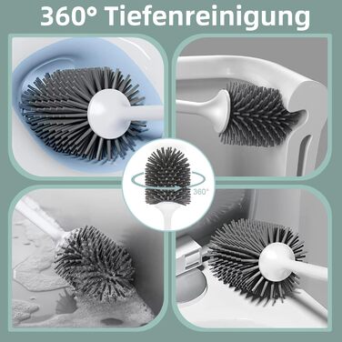 Щітка для туалету Braoses з тримачем набір силіконових щіток для туалету з довгою ручкою та швидковисихаючим тримачем для ванної к