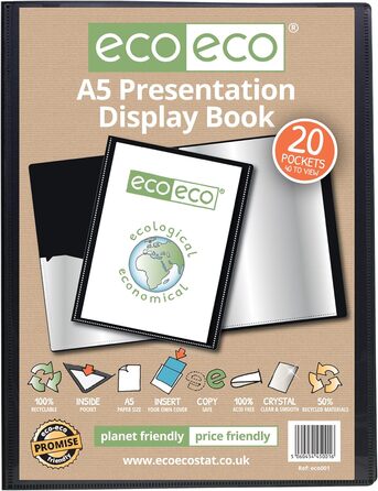 Презентаційна книга eco-eco 50 Recycled 40 Pocket Black Color, eco008, чорно-чорний (A5, універсальний, A5)