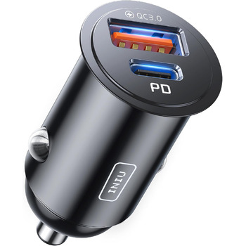 Адаптер для прикурювача, USB C 30W USB A 30W USB розетка 12В, автомобільний зарядний пристрій з двома портами 5А для швидкої заряд