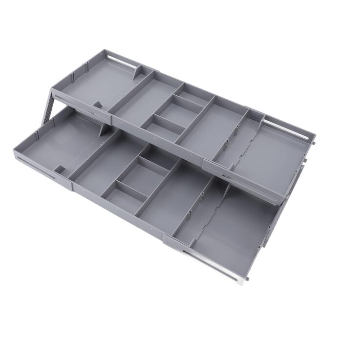 Органайзер для косметики, складаний контейнер різних розмірів, розширюваний настільний лоток для ювелірних виробів, канцелярського приладдя, аксесуарів для волосся, пластиковий (2 яруси) для повсякденного використання