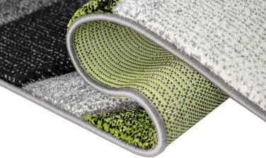 Килим сучасний килим для вітальні хвилі зелений сірий чорний розмір 60x110 см