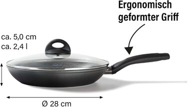 Керамічна сковорода STONELINE з кришкою 28 см Керамічна сковорода Індукційна сковорода з антипригарним покриттям з реальними части