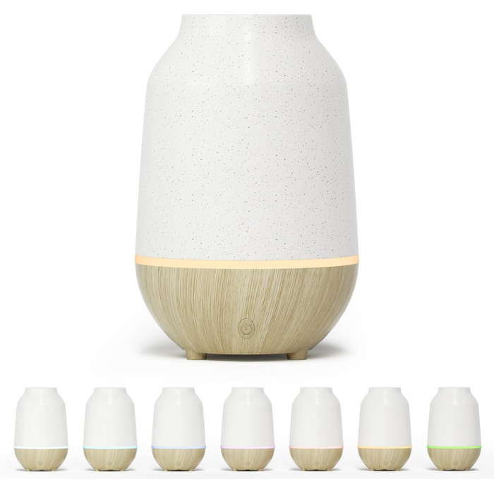 Аромадифузор SALKING, керамічний ультразвуковий ароматерапевтичний дифузор для ефірних олій, з функцією автоматичного вимкнення, теплий білий, світло-білий дифузор з текстурою дерева для домашнього офісу або йоги