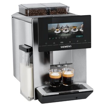 Кавомашина Siemens EQ900 iAroma персоналізація налаштувань, точний жорер, великий сенсорний дисплей, 2 контейнери для зерен, срібляста, TQ927E03 EQ900 iAroma 2026