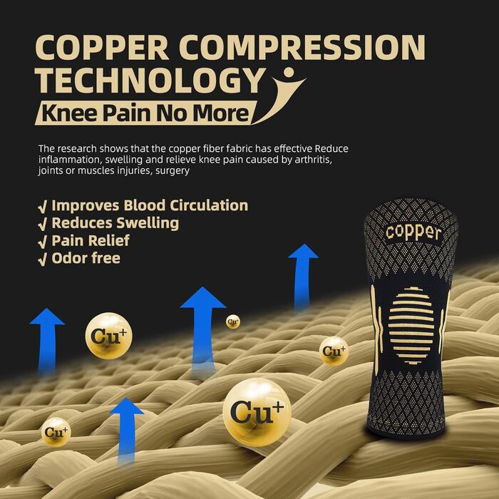 Частини мідного бандажа для колінного суглоба для чоловіків і жінок, найкращі компресійні бандажі для колінного суглоба, підтримка колінного суглоба для меніска, остеоартрит, тренування з обтяженнями змінного струму, спорт, тренажерний зал, на, біг підтюп