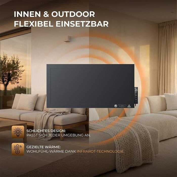Інфрачервоний високопродуктивний обігрівач BR Bringer 1200 Вт - компактний інфрачервоний обігрівач 6030 см з вбудованим сенсорним термостатом, Wi-Fi та додатком - альтернатива радіаційному обігрівачу для використання в приміщенні та на вулиці (білий)