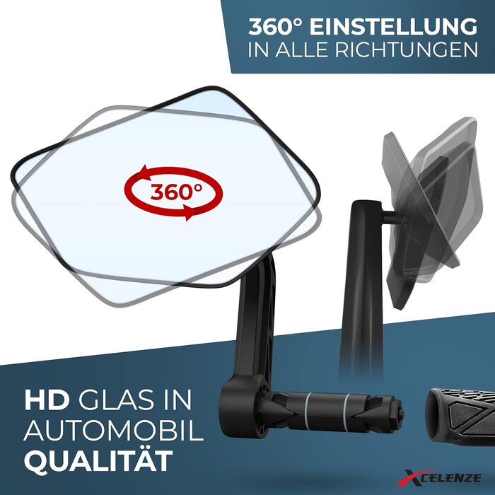 Велосипедне дзеркало з надзвичайно великою відбивною поверхнею ударостійке справжнє скло дзеркало на кермо велосипеда для електровелосипедів дзеркало заднього виду для електровелосипедів, складне (лівий правий кінець керма)