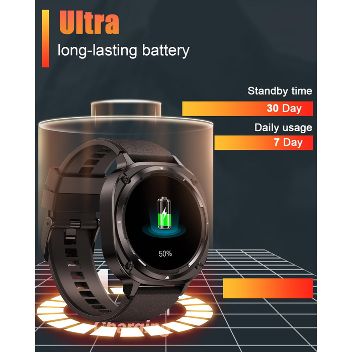 Чоловічий смарт-годинник, 1,45-дюймовий AMOLED смарт-годинник із здійсненням/прийомом дзвінків, 115 спортивних режимів, фітнес-годинник із пульсометром/крокоміром/монітором сну, водонепроникний спортивний годинник IP68, подарунок для нього, чорний смарт-г