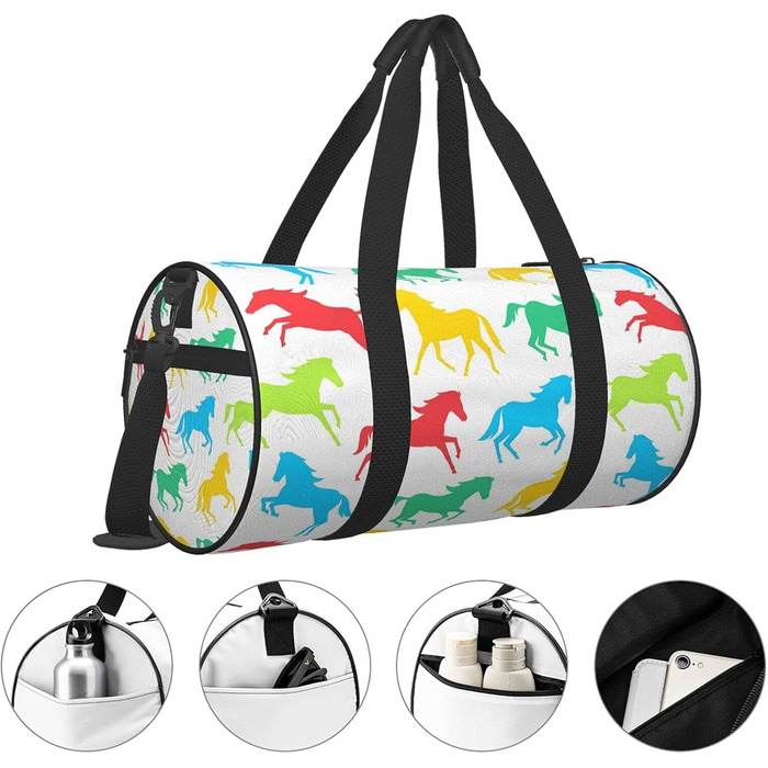 Яскраві конячки дорожні сумки-мішки, спортивні сумки для фітнесу, велика сумка для подорожей та покупок, сумки на нічліг та на вихідні для чоловіків та жінок