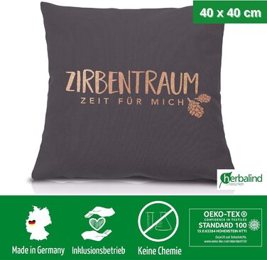 Подушка Herbalind зі швейцарської сосни &quotМрія швейцарської сосни&quot кольору антрацит/рожеве золото 40x40 см із блискавкою - Наповнена пластівцями швейцарської сосни, 100 бавовняна подушка без добавок, подушка для сну, ароматизована подушка 40 x 40 с