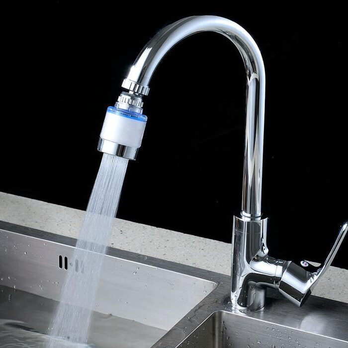 Фільтр для води blitzel PureStream Чиста та чиста вода Фільтр для змішувача 360 з 6 поліпропіленовими бавовняними картриджами - прозорий фільтр для води для кухні, ванної та раковини