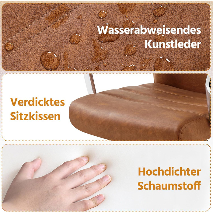 Офісне крісло Yaheetech, до 130 кг, штучна шкіра / метал, іржаво-коричневий