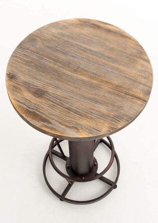 Барний стіл CLP Ruhr Standing Table I з регульованою висотою та підставкою для ніг I Металевий каркас та стільниця з соснової деревини, колір бронза