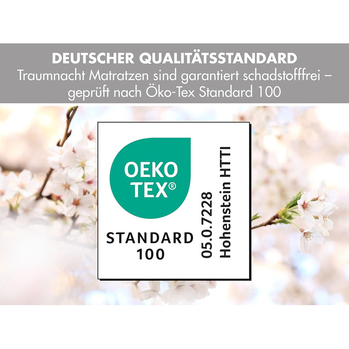 Гостьовий матрац Traumnacht de Luxe з високоякісним в&39язкоеластичним топпером та сучасним чохлом, 75 x 195 x 14 см, світло-сірий, виготовлений за німецькими стандартами якості. Гостьовий матрац чохол