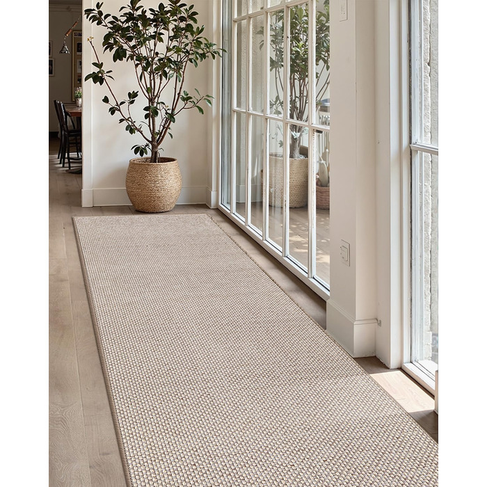 Килимки для кухні COLOR&GEOMETRY, нековзні, що праються, 65x240 см, тонка тканина 4 мм, кухонний килимок на гумовій основі, абсорбуючі, легко очищаються, для підлоги перед раковиною, для коридору, бежевий, 65 x 240 см (прямокутний)