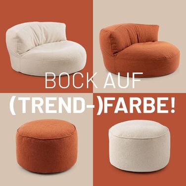 Крісло-мішок Lumaland Teddy Bear Кімнатний стілець з наповнювачем Компактне крісло, включаючи EPS-бісер 3 в 1 пуф, бічний столик та пуф для ніг Крісло-мішок - маленьке та пухнасте Ø 25 x 45 см бежевого кольору