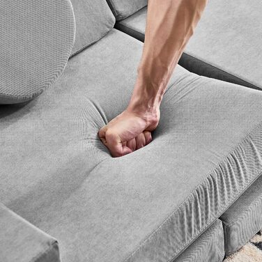 Дитячий диван LALAHO, ігровий диван для дітей, виготовлений з вельвету, складні пінопластові будівельні блоки, дитячий диван та дитяче крісло, універсальний та вільно складаний своїми руками, для дитячої ігрової кімнати, меблі для спальні (сірий)